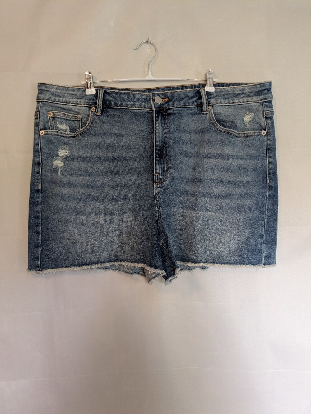 Addition Elle Premium Denim Stretch Denim Jean Shorts High Rise Distressed 22